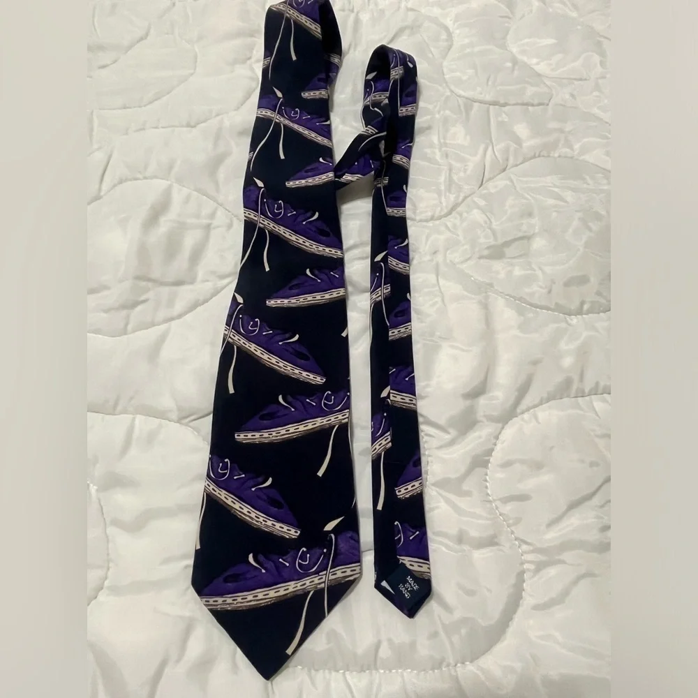 SILK PURPLE SHOE NECK TIE, WHIMSICAL, HAND MADE IN THE USA!